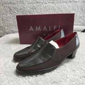 NEW Amalfi by Rangoni Italian Leather Trimmed Brown Stretch Loafers‎ Size 7M